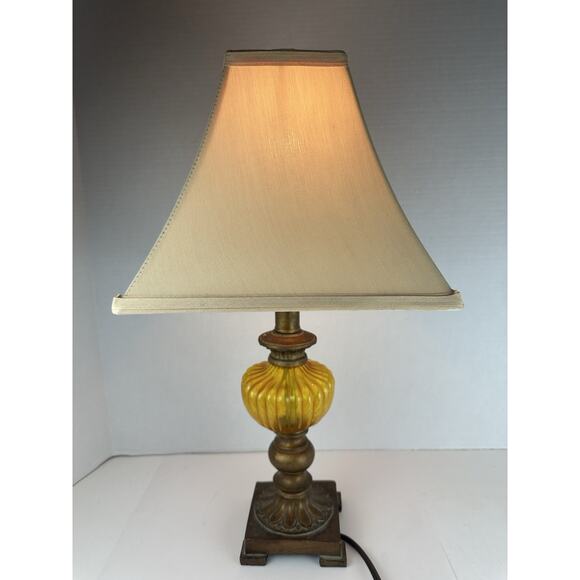 Brown Vintage Lamp With Orange Amber Details Retro 1970’s